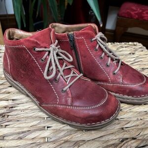 Women's Red Leather Casual Shoes